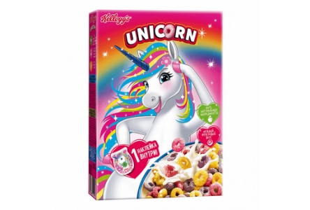 Колечки радужные KELLOGGS UNICORNS 375гр C фруктовым вкусом 1/9шт