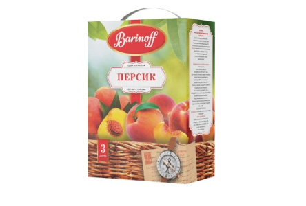 Напиток сокосодержащий BARINOFF 3л Персик б/б 1/4шт