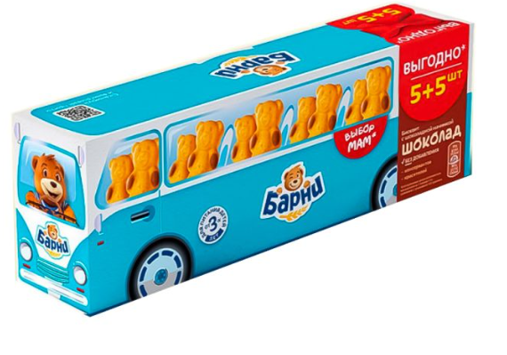 Пирожные МЕДВЕЖОНОК БАРНИ 300гр С шоколадной начинкой 1/8шт