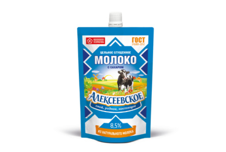 Молоко сгущенное АЛЕКСЕЕВСКОЕ 100гр Цельное с сахаром 8,5% д/п 1/36шт без ЗМЖ
