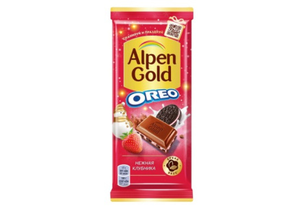 Шоколад ALPEN GOLD 80/85гр Нежная клубника/кусочки печенья Oreo 1/19шт