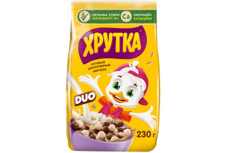 Завтрак ХРУТКА Дуо 230гр Шоколадные шарики 1/6шт