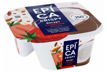 Йогурт EPICA Crispy 138гр 7,3% Клубника/кокос/печенье/миндаль/шоколад 1/6шт Продукт без заменителя м