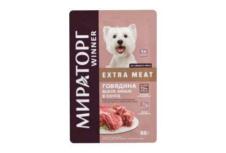 Корм д/взр собак МИРАТОРГ Black Angus Meat 80гр Говядина рагу 1/28шт
