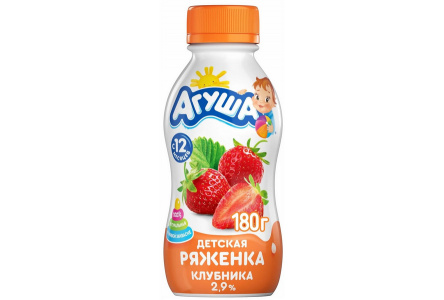 Ряженка АГУША 180гр 2,9% Клубника с 12 месяцев 1/12шт