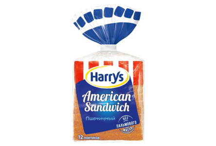 Хлеб пшеничный HARRYS 470гр Сандвичный 1/10шт