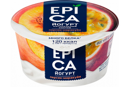 Йогурт EPICA 130гр 4,8% Персик/маракуйа 1/12шт Продукт без заменителя молочного жира