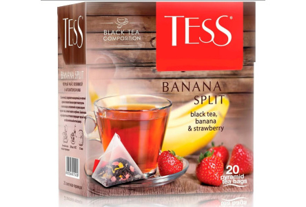 Чай черный в пирамидках TESS 20*1,8гр Banana Split байховый 1/12шт