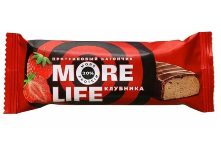 Батончик протеиновый MORELIFE 40гр Клубника 1/20шт