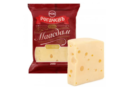 Сыр РОГАЧЕВЪ 200гр Маасдам 1/10шт Беларусь