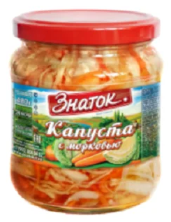 Капуста маринованная ЗНАТОК 480гр С морковью 1/6шт