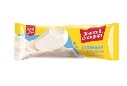 Мороженое ЗОЛОТОЙ СТАНДАРТ 64гр Пломбир классический эскимо флоупак 1/25шт Инмарко БЗМЖ