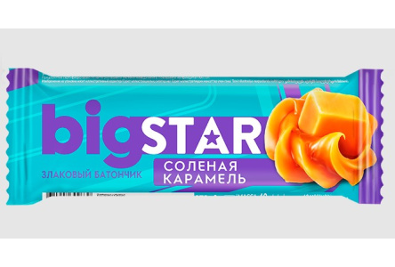 Диет Батончики BIG STAR 40гр Соленая карамель 1/24шт
