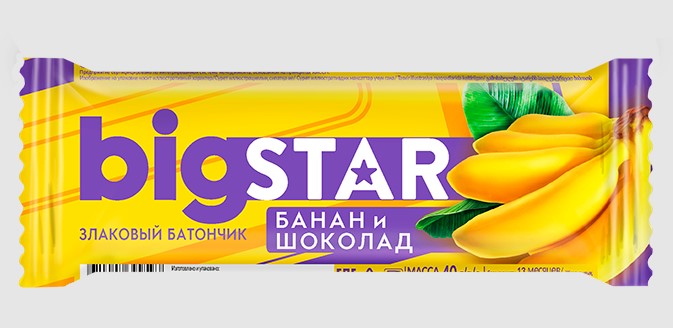 Диет Батончики BIG STAR 40гр Банан/шоколад 1/24шт