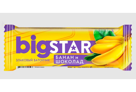 Диет Батончики BIG STAR 40гр Банан/шоколад 1/24шт