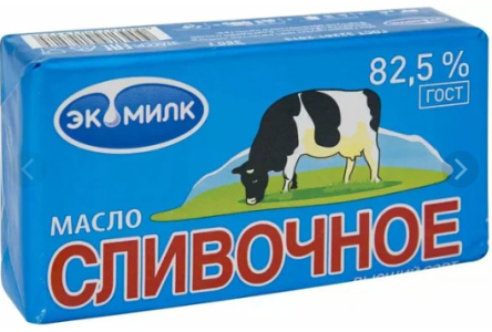 Масло сливочное ЭКОМИЛК 330гр 82,5% Традиционное ГОСТ 1/8шт БЗМЖ