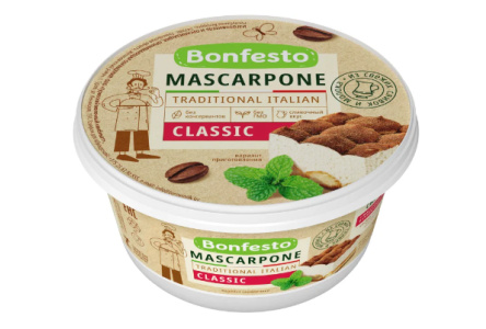 Сыр мягкий MASCARPONE 250гр 78% 1/6шт Bonfesto