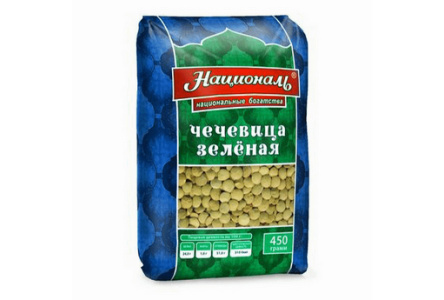 Крупа НАЦИОНАЛЬ 450гр Чечевица зеленая 1/6шт