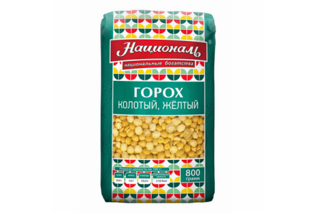 Крупа НАЦИОНАЛЬ 800гр Горох колотый желтый 1/12шт