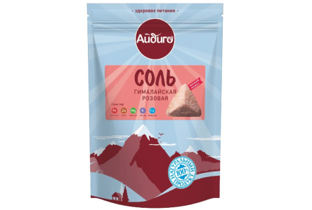Соль АЙДИГО 400гр Гималайская розовая мелкий дой пак 1/24шт