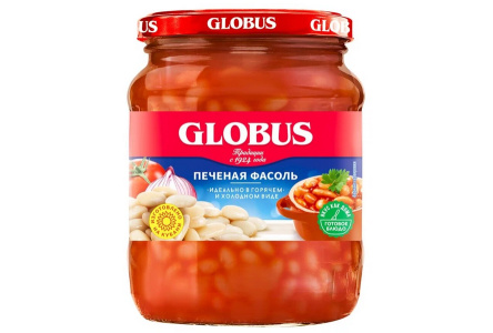 Фасоль печеная GLOBUS 500мл в т/с ст/б 1/6шт