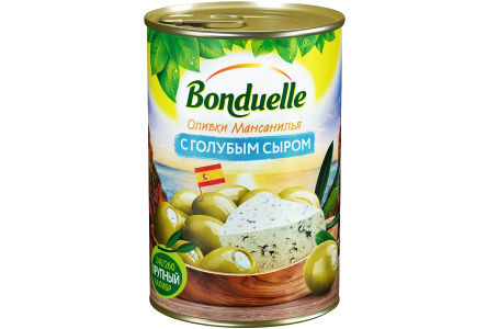 Оливки BONDUELLE 314мл с голубым сыром ж/б 12шт