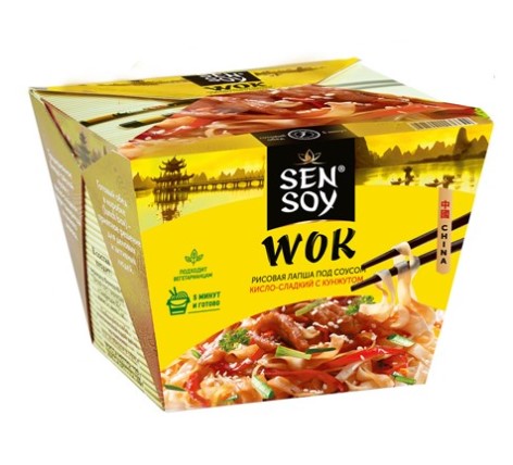 Лапша рисовая SEN SOY 125гр под китайским соусом WOK 1/12шт коробка