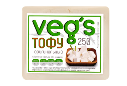 Продукт соевый Тофу Veg`s 250гр Оригинальный 1/8шт