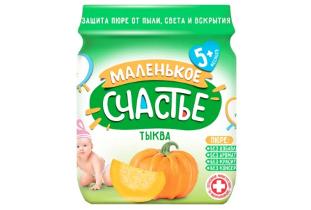 ДП Пюре МАЛЕНЬКОЕ СЧАСТЬЕ 90г Тыква с 5мес с/б 1/12шт