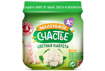 ДП Пюре МАЛЕНЬКОЕ СЧАСТЬЕ 80г Цветная капуста с 4мес с/б 1/12шт