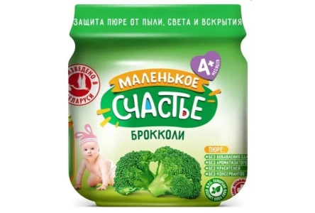 ДП Пюре МАЛЕНЬКОЕ СЧАСТЬЕ 80г Брокколи с 4мес с/б 1/12шт