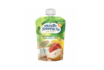 ДП Пюре КОГДА Я ВЫРАСТУ 220гр Яблоко/груша/персик без сахара с 5мес 1/6шт