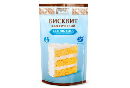 Смесь д/выпечки бисквита ТЕСТОВЬ 250гр Безглютеновый 1/6шт