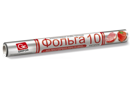 Фольга алюминиевая GRIFON 29см*10м стандартная в пленке 1/24шт