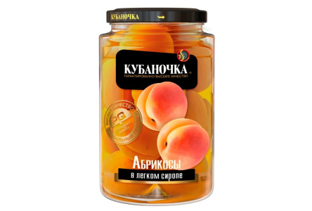 Компот КУБАНОЧКА 520гр Абрикос в сиропе ст/б 1/12шт