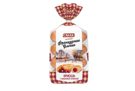 Булочки Французские улочки Бриошь 320гр Вишня 1/6шт Смак