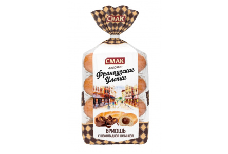 Булочки Французские улочки Бриошь 320гр Шоколад 1/6шт Смак