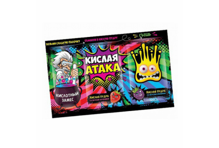 Сахарная палочка КИСЛАЯ АТАКА 16,5гр Кислотный замес 1/36шт Сладкая сказка