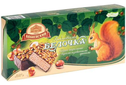Торт БЕЛОЧКА 250гр Орех вафельный 1/6шт Бабаевский