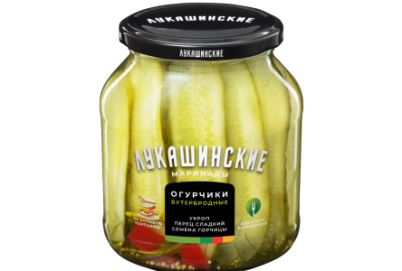 Огурцы ЛУКАШИНСКИЕ 670гр По-европейски бутербродные ст/б 1/6шт