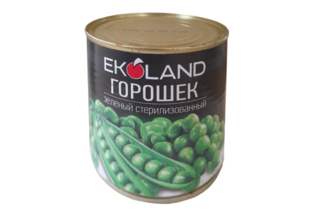 Горошек EKOLAND 420гр зеленый ж/б 1/12шт