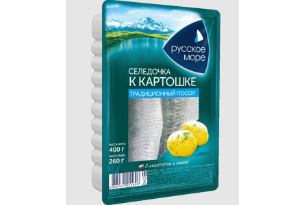 Пресервы РУССКОЕ МОРЕ 400гр Сельдь филе к картошке с пряностями 1/6шт