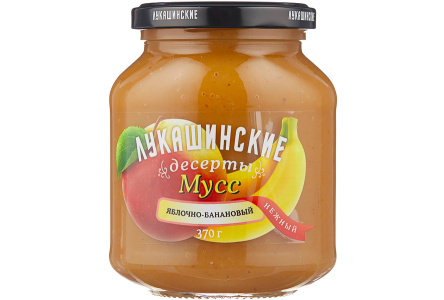 Десерт ЛУКАШИНСКИЕ 370гр Мусс нежный яблоко/банан 1/6шт