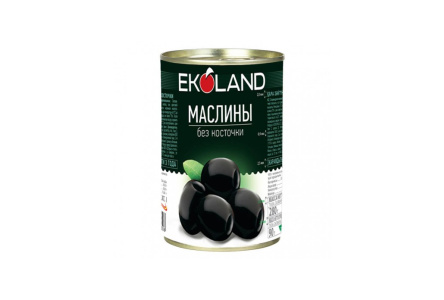Маслины EKOLAND 300мл Без косточки ж/б 1/12шт