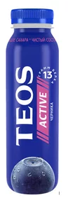 Йогурт питьевой ТЕОS Актив 260гр 1,8% Черника 1/6шт Продукт без заменителя молочного жира