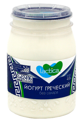 Йогурт греческий LACTICA 190гр 4,0% натуральный пэт-банка 1/6шт Продукт без заменителя молочного жир