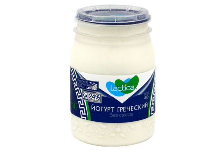 Йогурт греческий LACTICA 190гр 4,0% натуральный пэт-банка 1/6шт Продукт без заменителя молочного жир