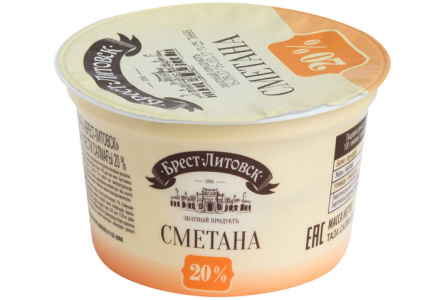 Сметана БРЕСТ-ЛИТОВСК 180гр 20% 1/12шт
