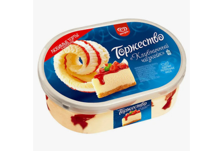 Мороженое ТОРЖЕСТВО 420гр Клубничный чизкейк/клубника/соленое печенье 1/6шт