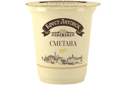Сметана БРЕСТ-ЛИТОВСК 300гр 20% 1/12шт